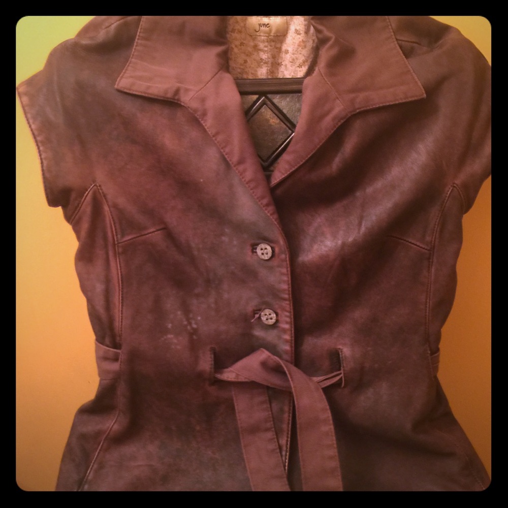 Distressed leather vest